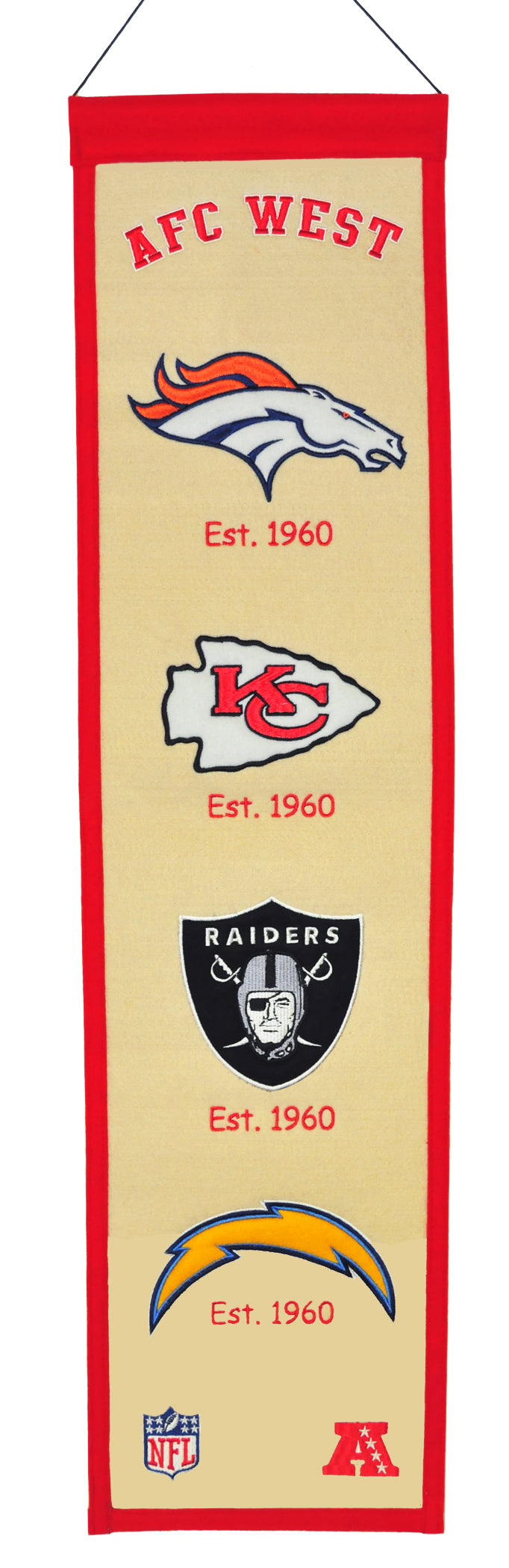 AFC West Wool 8"x32" Heritage Banner