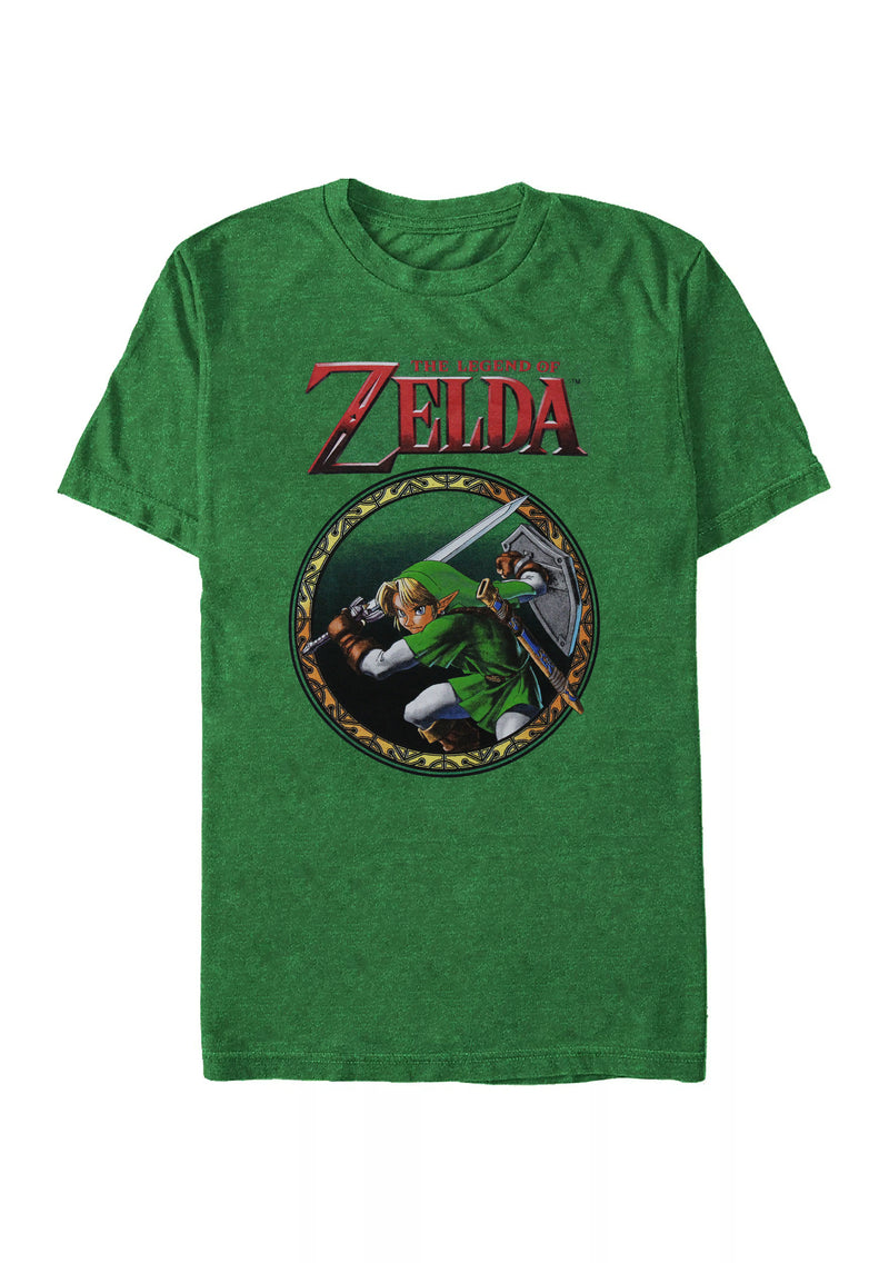 Nintendo Legend of Zelda Sword & Shield Men's Shirt, Heather Green